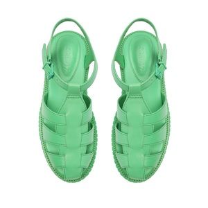 New with box Schutz Beatrix Fisherman Leather sandal green 9.5